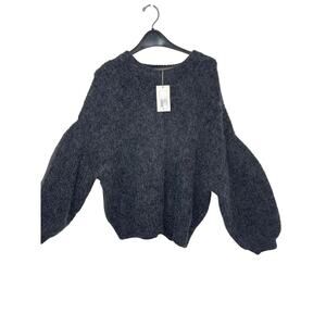 A New Day sweater knit top women's 1x plus size nubby chunky gray charcoal